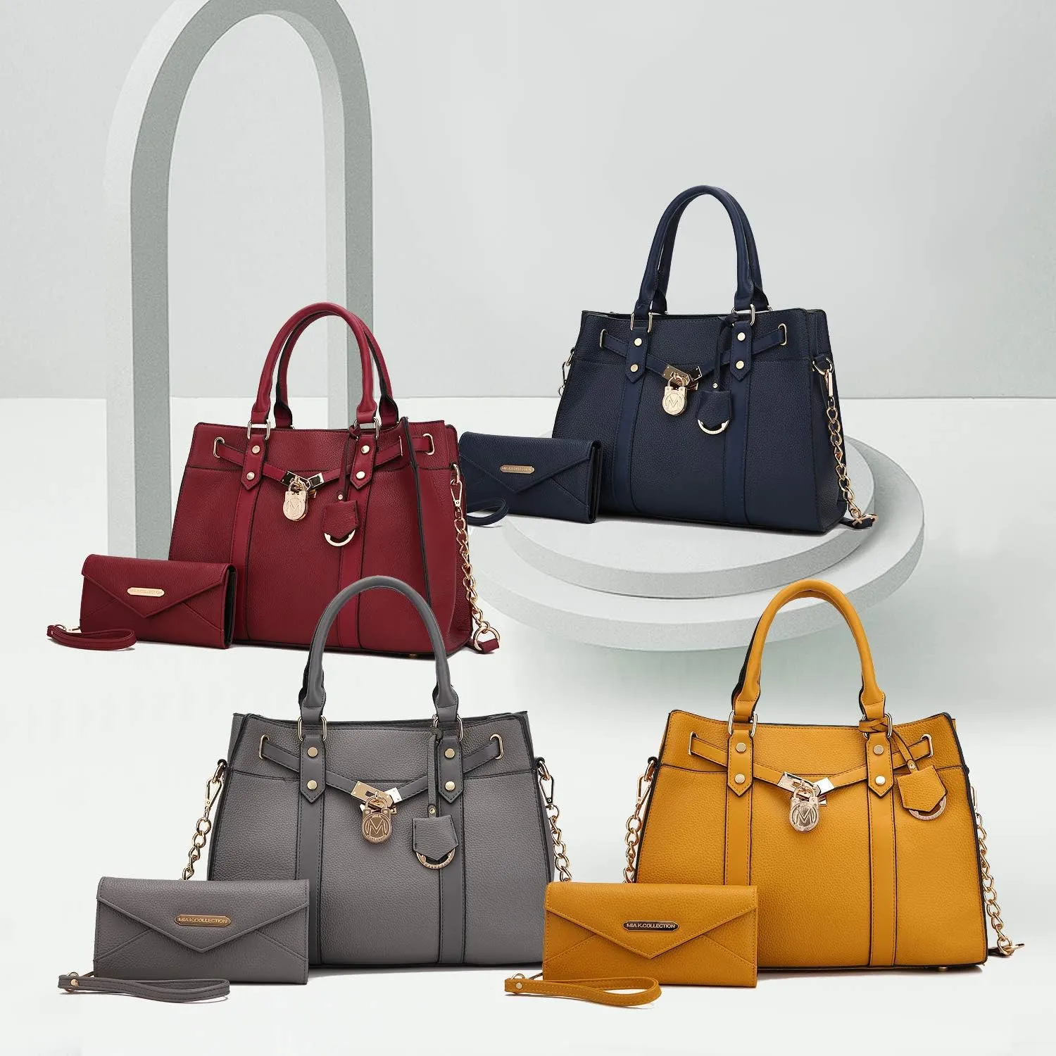 MKF Collection Tote Bag for Women, Vegan Leather Top-Handle Crossbody Satchel & Wristlet Wallet Purse Handbag