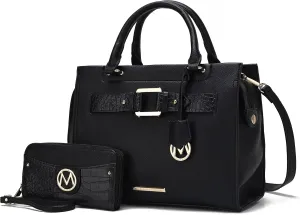 MKF Collection Tote Bag for Women, Vegan Leather Top-Handle Crossbody Satchel & Wristlet Wallet Purse Handbag