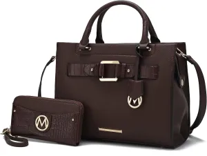 MKF Collection Tote Bag for Women, Vegan Leather Top-Handle Crossbody Satchel & Wristlet Wallet Purse Handbag
