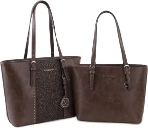 Montana West Tote Bag for Women Large Purse and Handbags Set Embossed Collection Purse 2Pcs Set