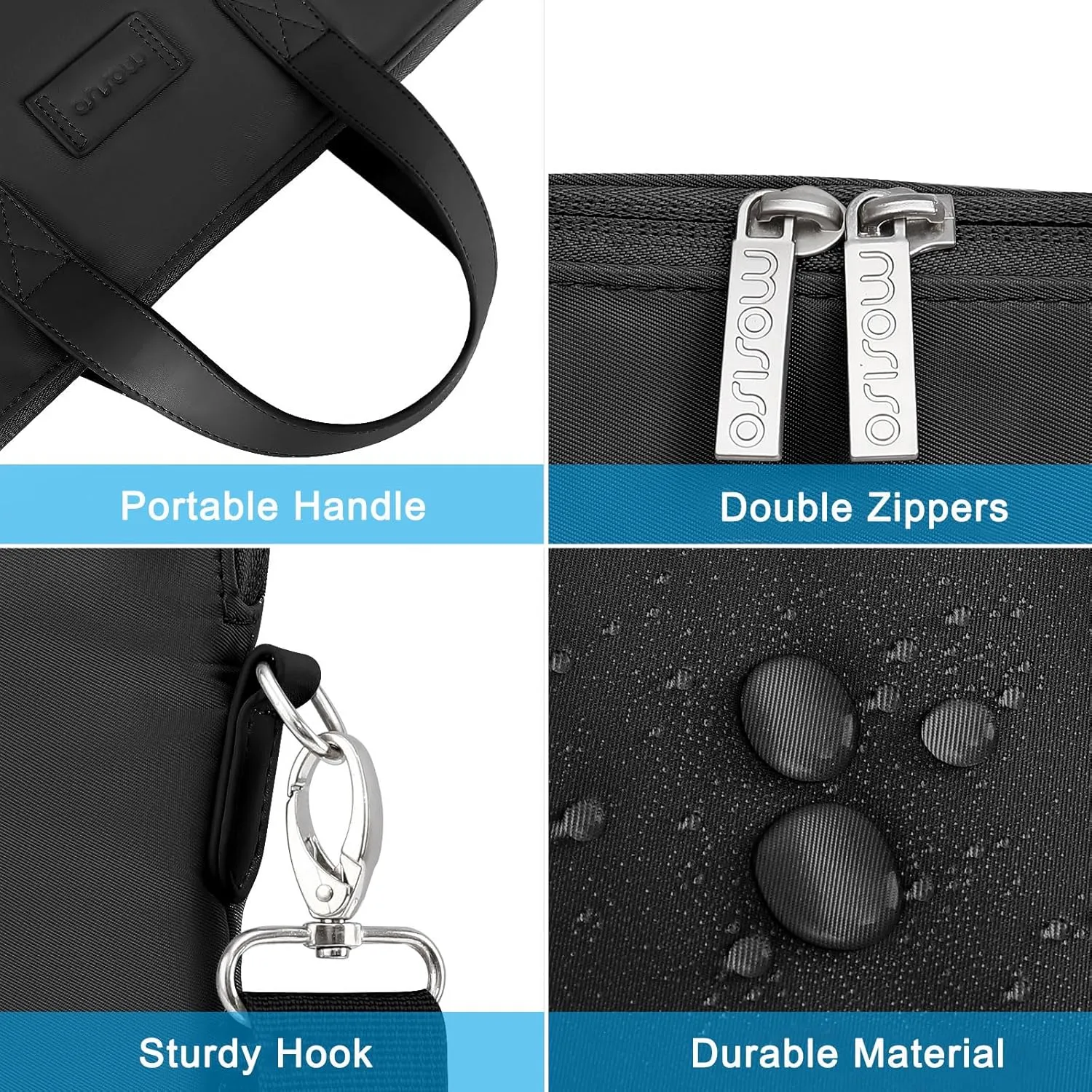 MOSISO Laptop Bag for Women, 15.6 inch Computer Bag Compatible with MacBook Pro 16 inch, HP, Dell, Lenovo, Asus, Razer Notebook, Laptop Shoulder Briefcase with Strap and Silk Scarf, Black