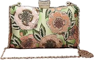 Multicolored Hand Embroidered Silk Vibrant Clutch/Shoulder Bag/Handbag for Women