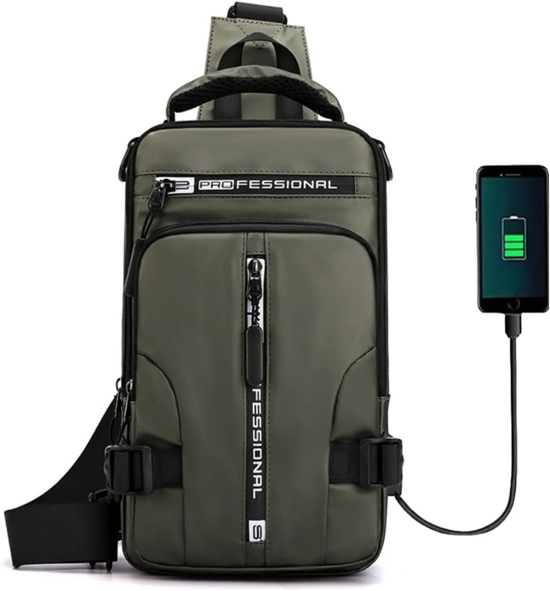 Multipurpose Waterproof Crossbody Bag,Fashion Chest Bag with USB Charging Port,Walking Backpack with Adjustable Strap