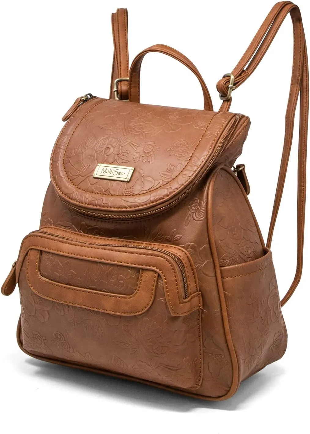 MultiSac womens Major Backpack, Pecan Flowers, One Size US