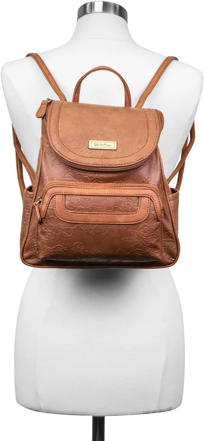 MultiSac womens Major Backpack, Pecan Flowers, One Size US