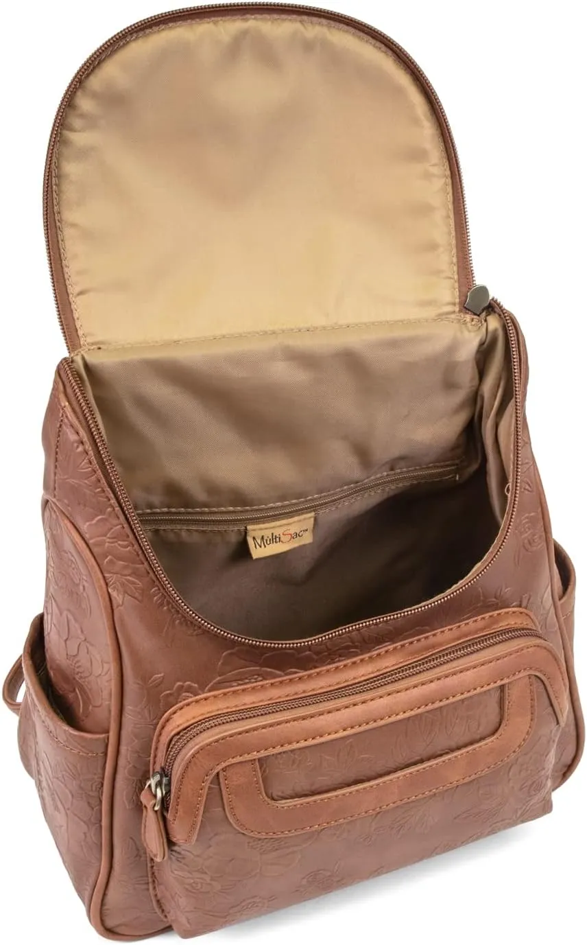 MultiSac womens Major Backpack, Pecan Flowers, One Size US
