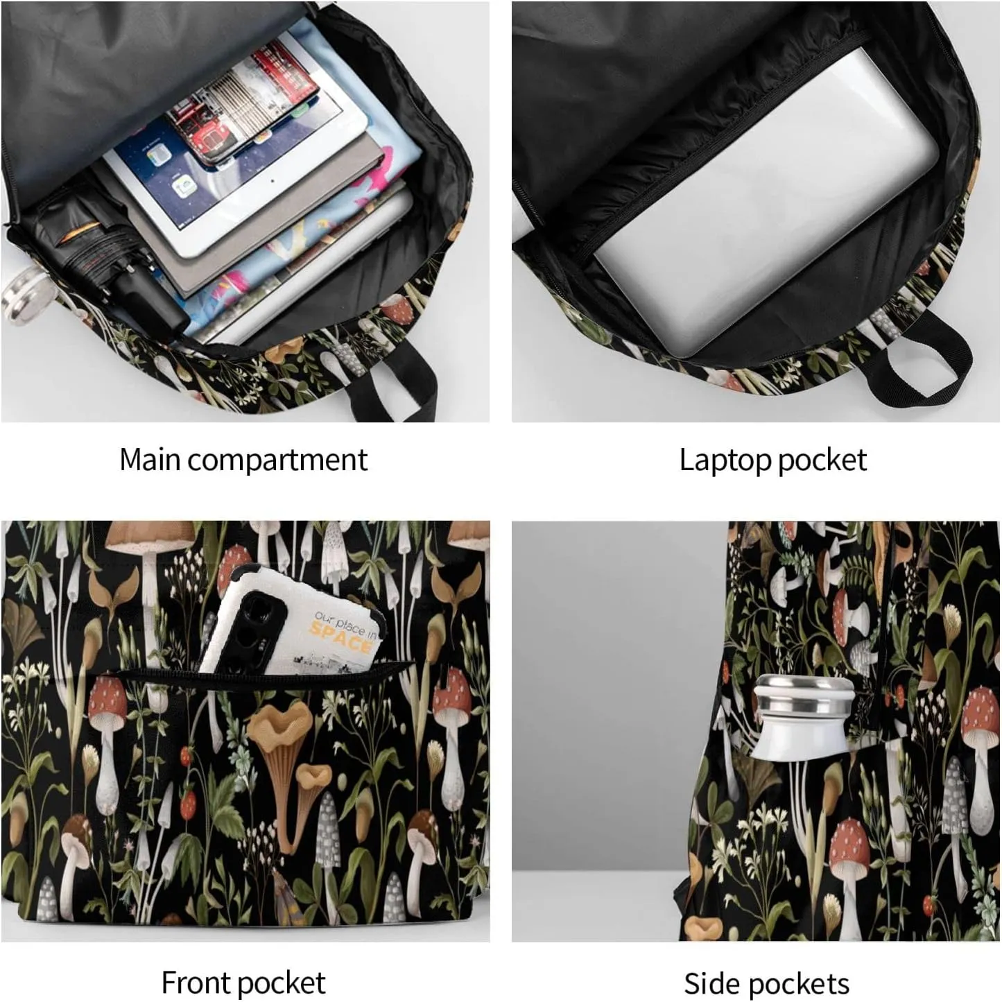 Mushroom Backpack Book Bags Lightweight Casual Laptop Backpacks Travel Daypack For Man Woman