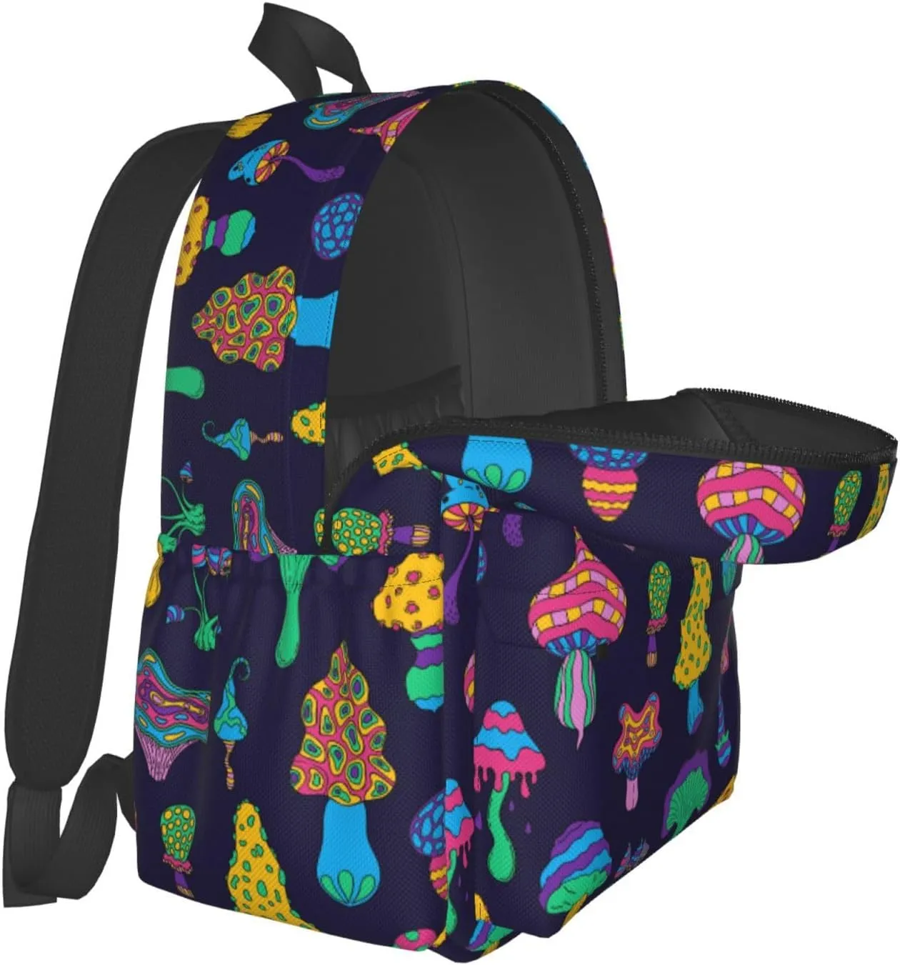 Mushroom Trip Colorful Amanita Laptop Backpack Shoulder Bag Laptop Pack Travel Backpacks Commuter Back Pack Casual Daypack Bags With Side Pockets
