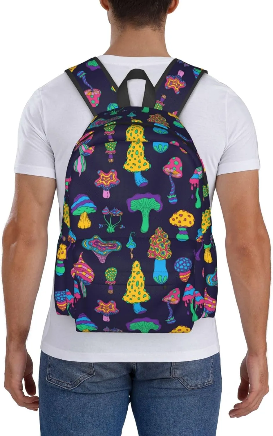Mushroom Trip Colorful Amanita Laptop Backpack Shoulder Bag Laptop Pack Travel Backpacks Commuter Back Pack Casual Daypack Bags With Side Pockets