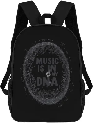 Music Is My Dna Travel Backpack 17 Inch Laptop Bag Carry On Backpack Casual Daypack for Weekender Business Hiking
