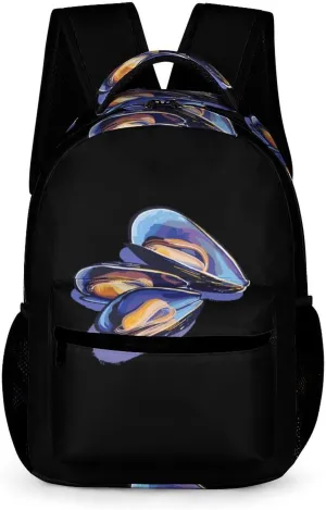 Mussels Seafood Unisex Small Backpack Lightweight Shoulder Bag Travel Daypack