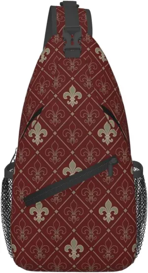 Muster Rot Fleur Blumen Sling Shoulder Backpack Chest Bag Crossbody Bag Cycling Travel Hiking Daypack Fanny Pack For Men Women Casual Daypack Backpack pattern53