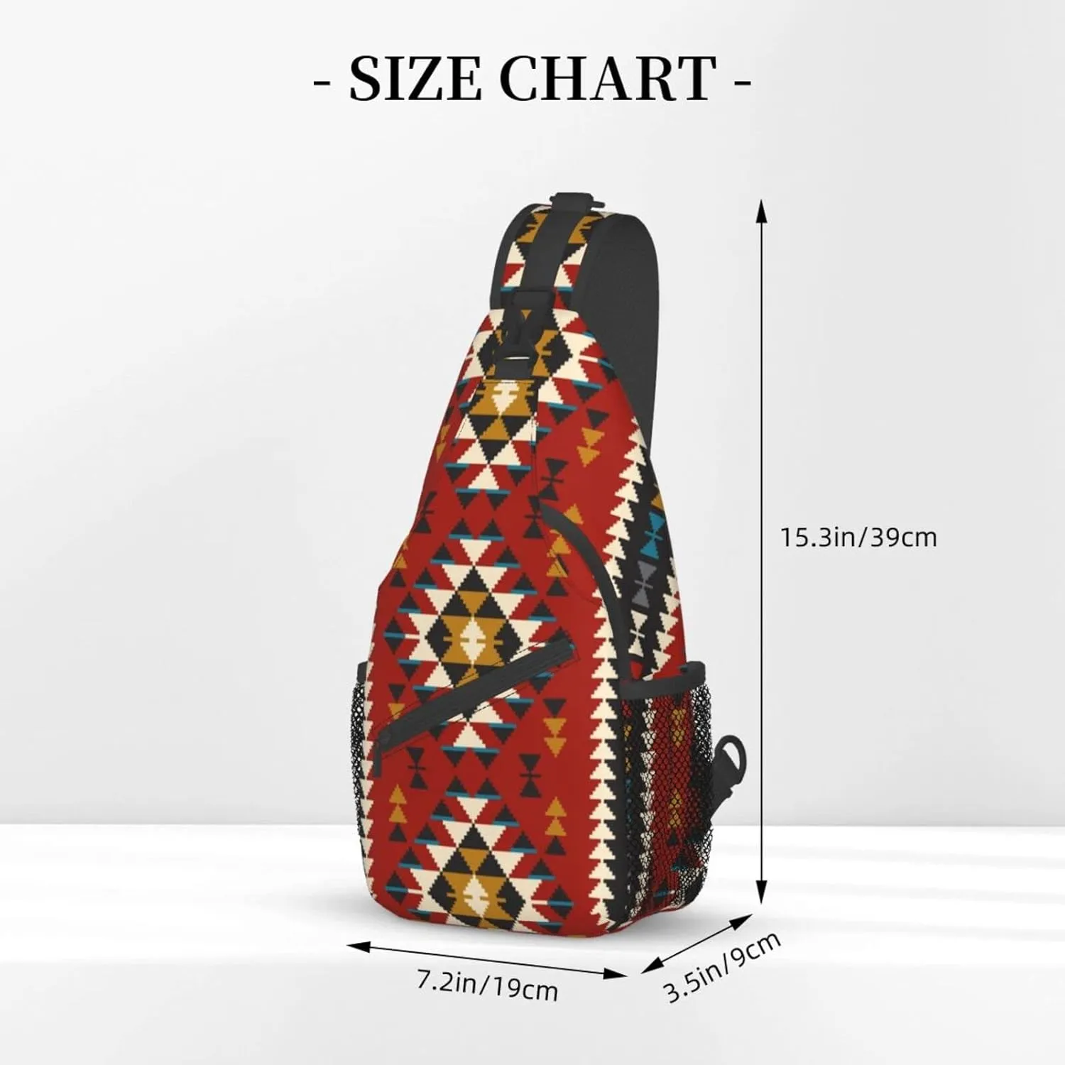 Native Southwest American Indian Aztec Navajo Sling Bag Crossbody Backpack,Tribal Seamless Colorful Geometric Pattern Ethnic Chest Bag Adjustable Shoulder Backpack Travel Hiking Daypack