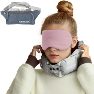 Natural Silk Sleep Mask for Women Men, Eye Cover with Adjustable Strap for Sleeping，Professional Grade Travel Airplane Neck Pillow and Soft Foam Ear Plugs, Portable Crossbody Bag, Buy 1 Get 3 Free.