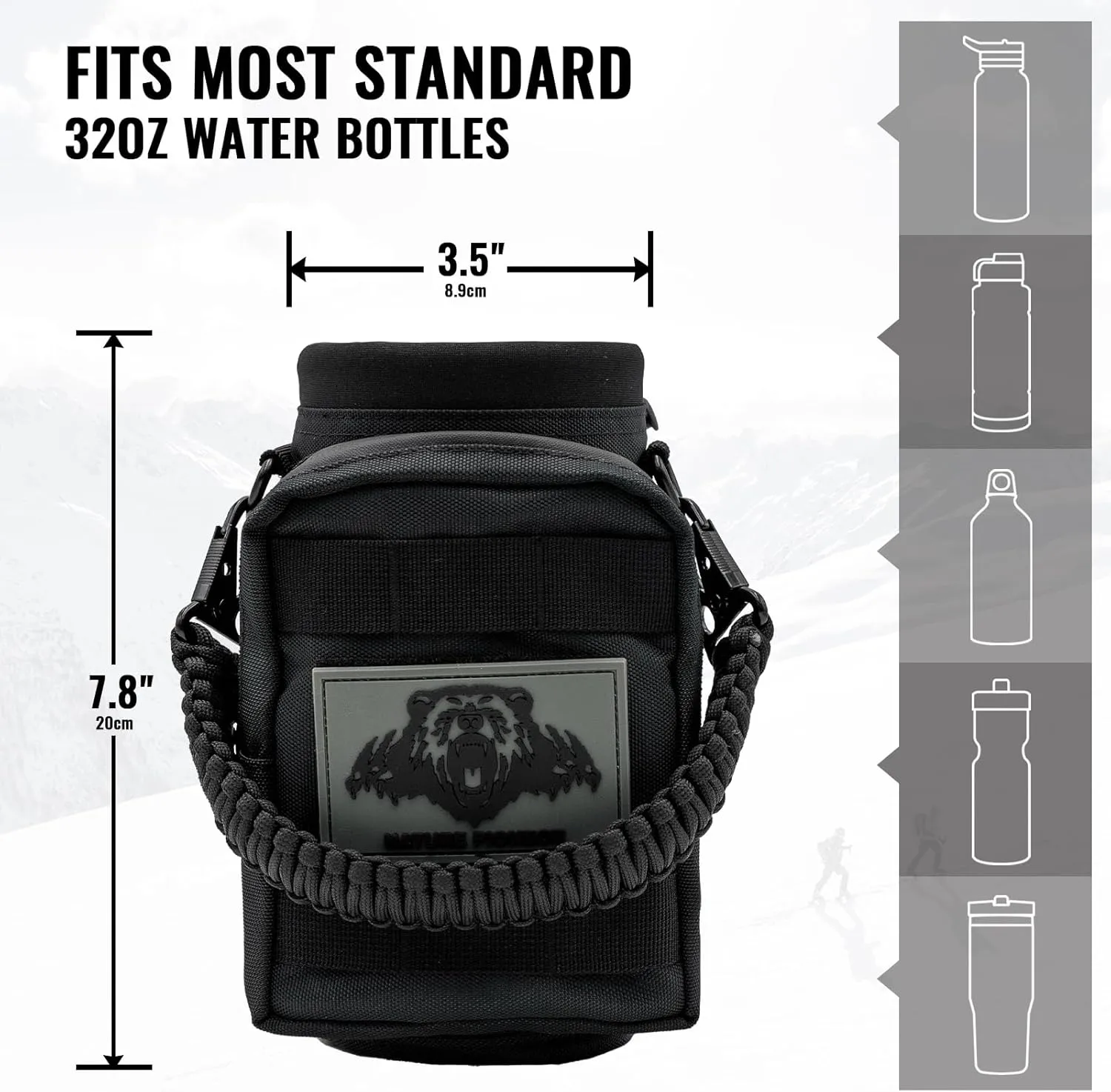 NATURE PIONEOR 32 64 128oz Tactical Water Bottle Pouch, Multi-Function Tactical Water Bottle Bag with Adjustable Shoulder Strap, Half/One Gallon Molle Strap Carrier Holder