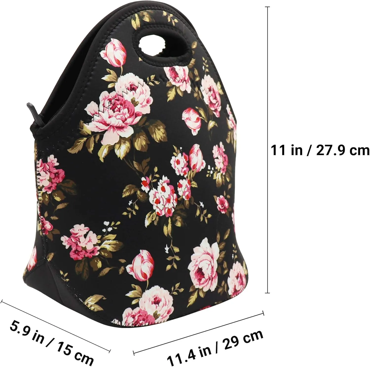 Neoprene Lunch Bag for Kids, Insulated Lunch Box Tote for Women Men Adult Teens Boys Teenage Girls Toddlers, Black