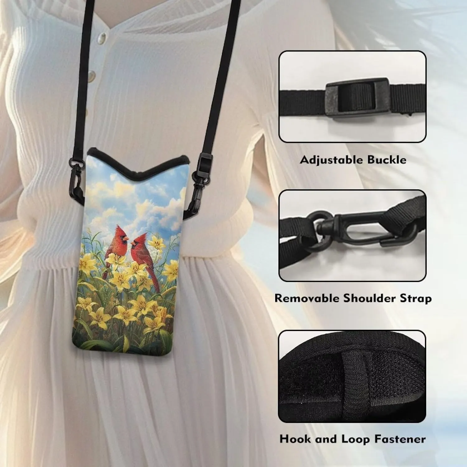 Neoprene Small Crossbody Bag with Adjustable Strap Water-Resistant Portable Cellphone Pouch for Travel, Outings
