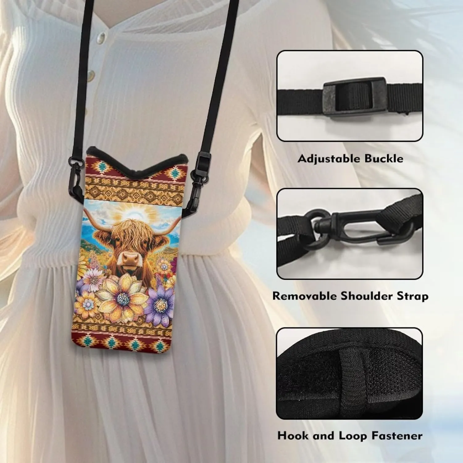 Neoprene Small Crossbody Bag with Adjustable Strap Water-Resistant Portable Cellphone Pouch for Travel, Outings