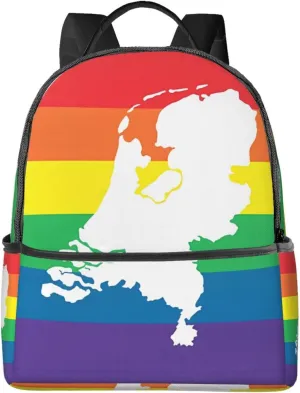 Netherlands Holland LGBT Pride Flag Casual Backpacks Laptop Backpack Carry-on Daypack Sports Travel Rucksack Lightweight Working Bag for Outdoor Hiking Cycling Walking