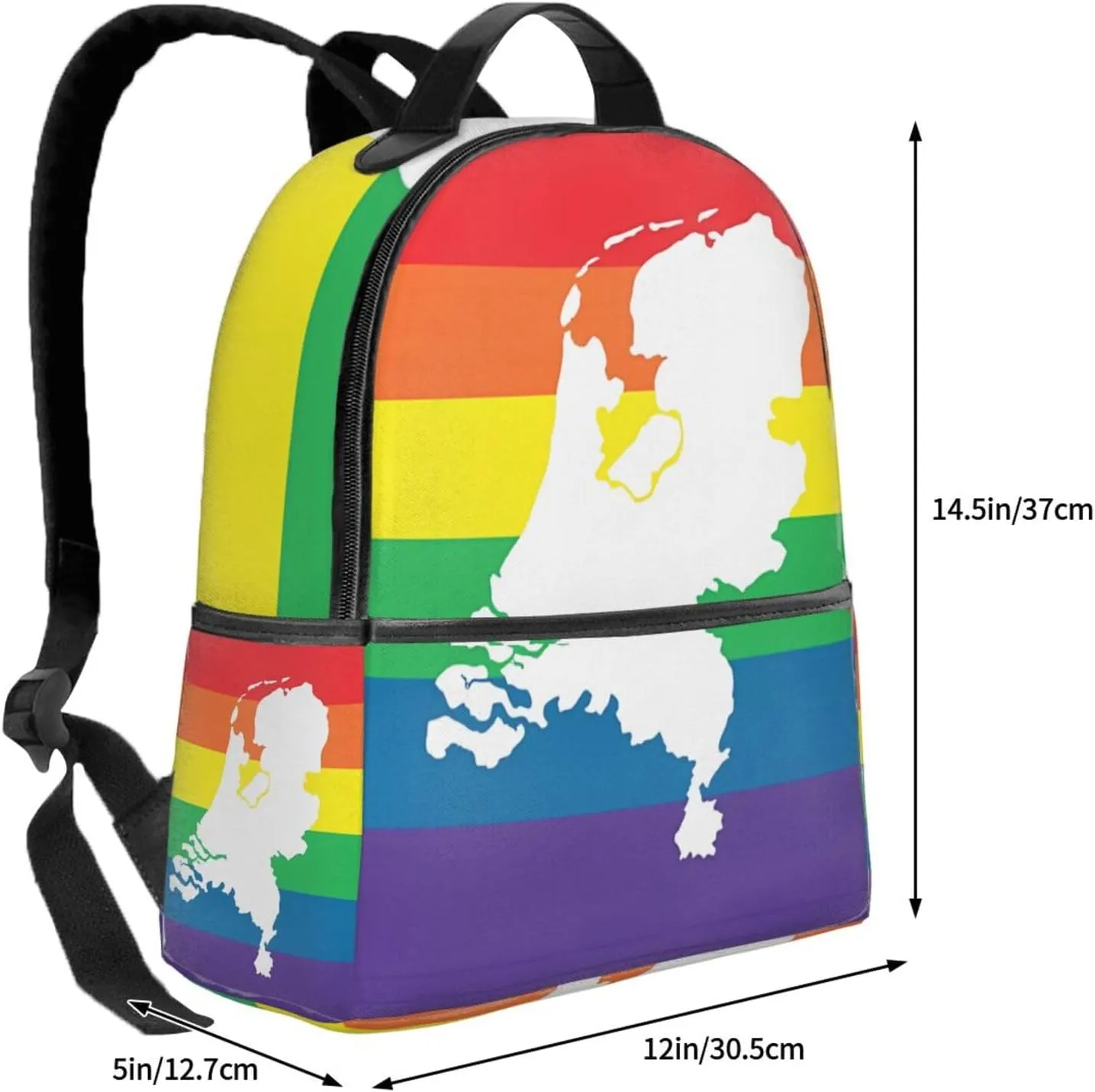 Netherlands Holland LGBT Pride Flag Casual Backpacks Laptop Backpack Carry-on Daypack Sports Travel Rucksack Lightweight Working Bag for Outdoor Hiking Cycling Walking
