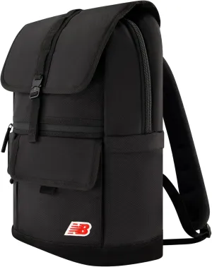 New Balance Flap Duffel Backpack, Legacy Icon Commuter Travel Bag for Men and Women, Black, 19 Inch