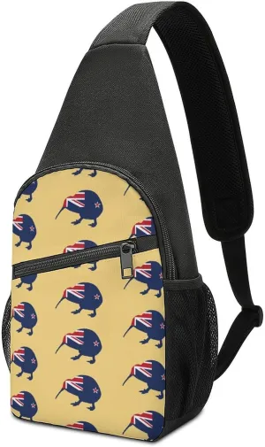 New Zealand Kiwi Birds Chest Bag for Men Small Sling Backpack Crossbody Sling Bags for Outdoors Hiking Traveling