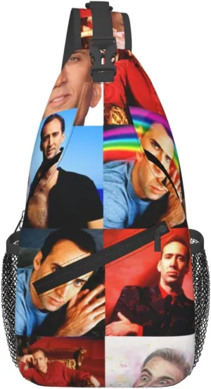Nic-olas Cage Crossbody Bag Sling Shoulder Backpack, for Outdoor Travel,Sports,Camping,Hiking,Shoulder Bags