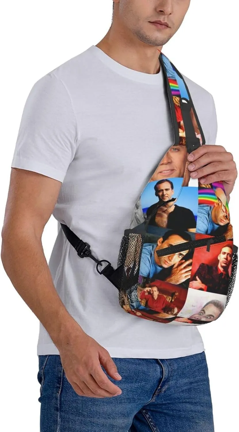 Nic-olas Cage Crossbody Bag Sling Shoulder Backpack, for Outdoor Travel,Sports,Camping,Hiking,Shoulder Bags