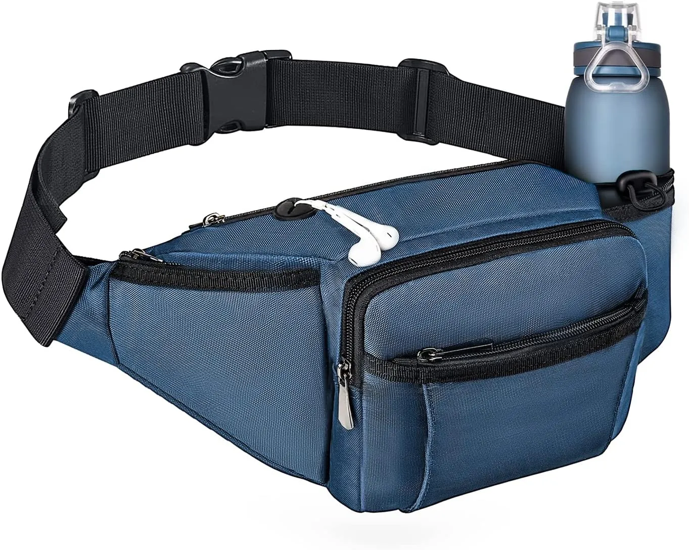 NOOLA Fanny Pack Waist Bag for Men Women, Lightweight Waist Pack with Water Bottle Holder, Adjustable Belt Bag with Multi-Pockets for Hiking, Dog Walking, Outdoor, Cycling, Running, Travel, Blue