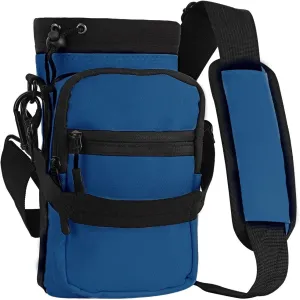 Nuovoware Water Bottle Carrier, 40oz Bottle Carrier Sports Insulated Water Bottle Holder with Adjustable Shoulder Strap, 2 Pockets Flask Sling Bag Drawstring Pouch for Climbing Hiking Walking