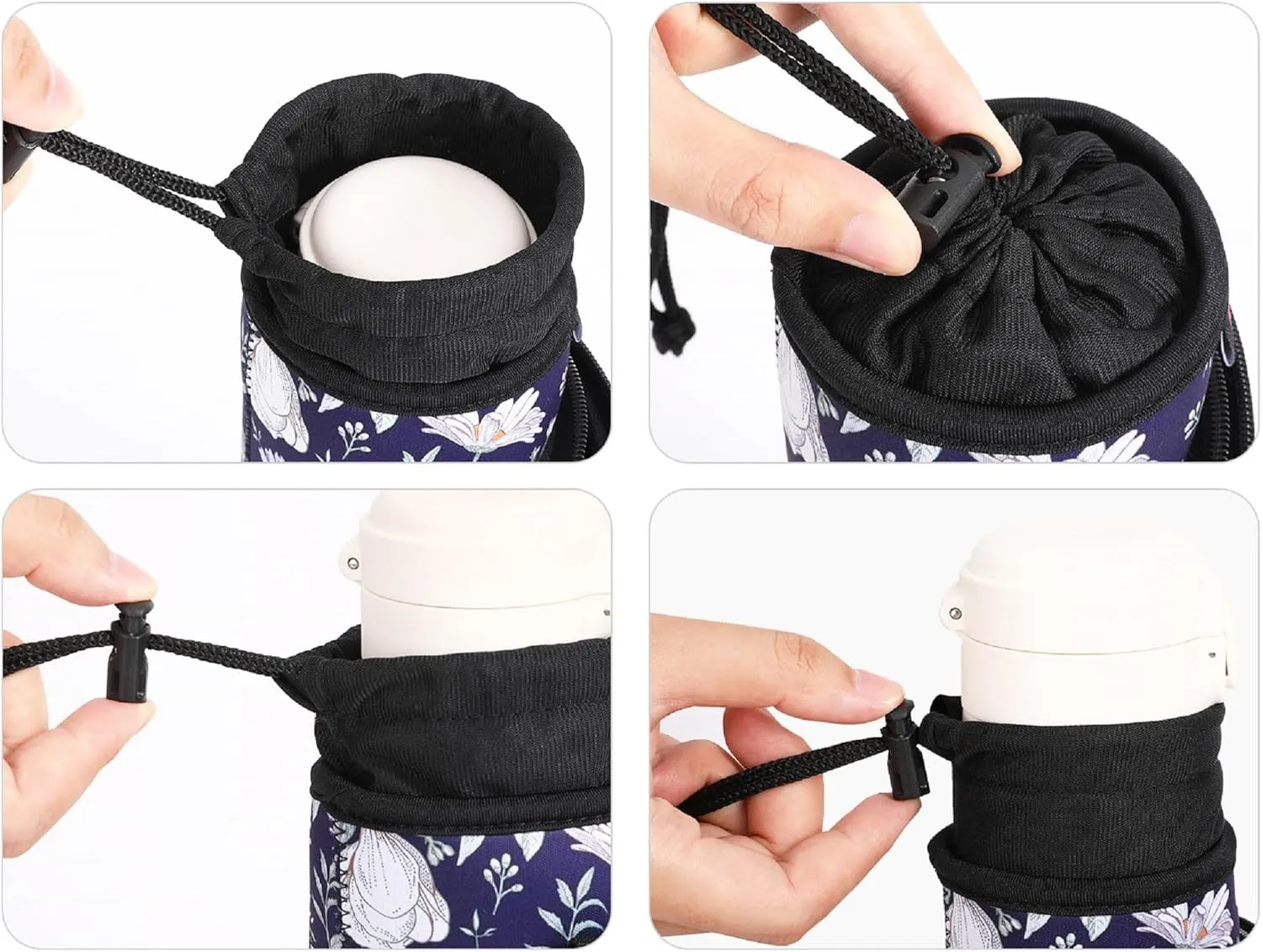 Nuovoware Water Bottle Carrier Bag,25oz/40oz/64oz Bottle Pouch Holder,Adjustable Shoulder Hand Strap 2 Pocket Sling Neoprene Sleeve Sports Accessories for Hiking Travelling Camping