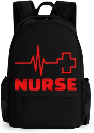 Nurse Heartbeat Red Cross Laptop Backpack for Men Women Shoulder Bag Business Work Bag Travel Casual Daypacks
