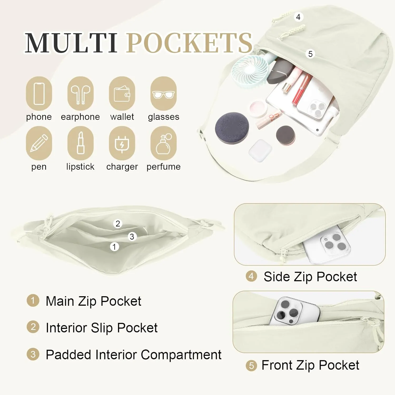 Nylon Crescent Crossbody Bag Hobo Bag for Women Men, Small Dumpling Shoulder bag with Adjustable Strap, Casual Sling Bag