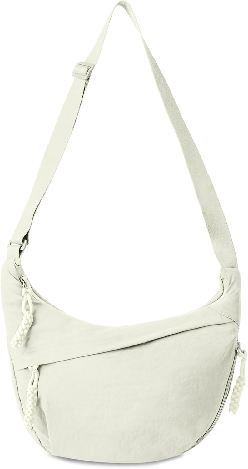 Nylon Crescent Crossbody Bag Hobo Bag for Women Men, Small Dumpling Shoulder bag with Adjustable Strap, Casual Sling Bag