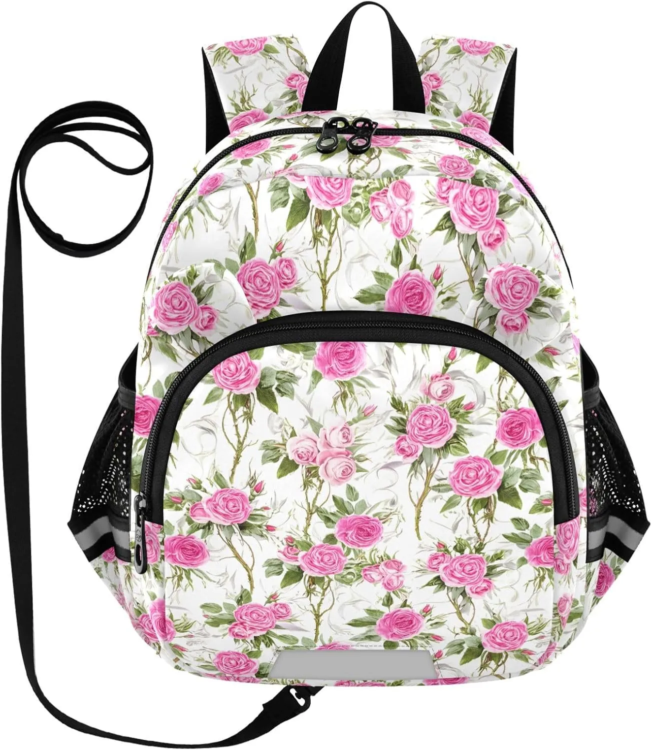 ODAWA Kid Backpacks Floral Roses Backpacks with Leash, School Backpack for Girls