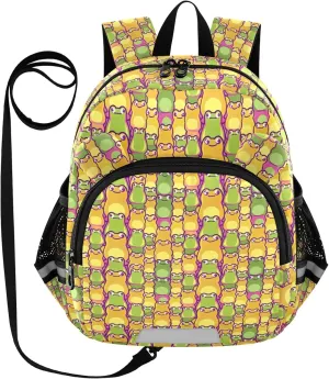 ODAWA Kids Backpack Colorful Frogs Toddler Leash Backpacks, School Backpack for Little Girl