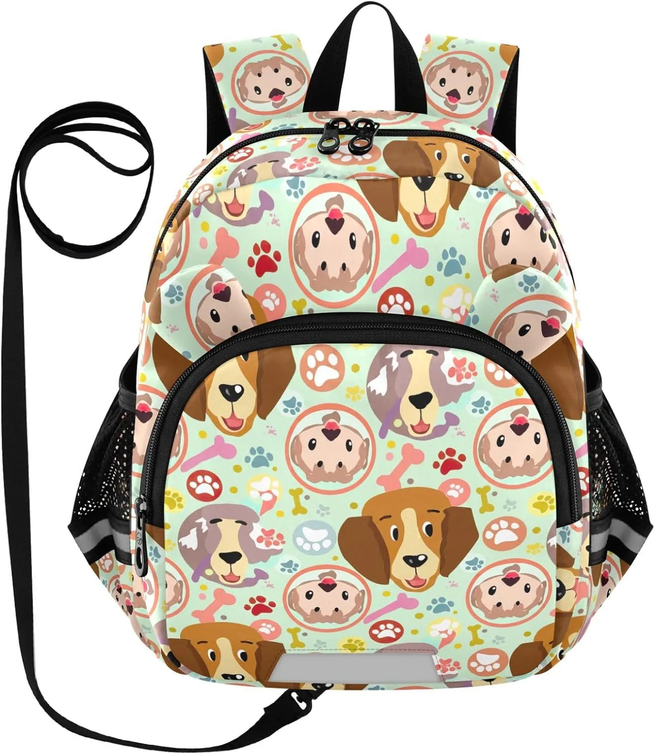 ODAWA Kids Backpack Cute Dogs Colorful Bones Toddler Backpacks with Leash, Travel Backpack for Kids