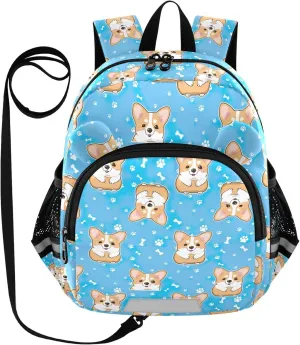 ODAWA Kids Backpack Dogs Bones Blue Leash Backpacks with Reflective Strips, School Backpack for Girls