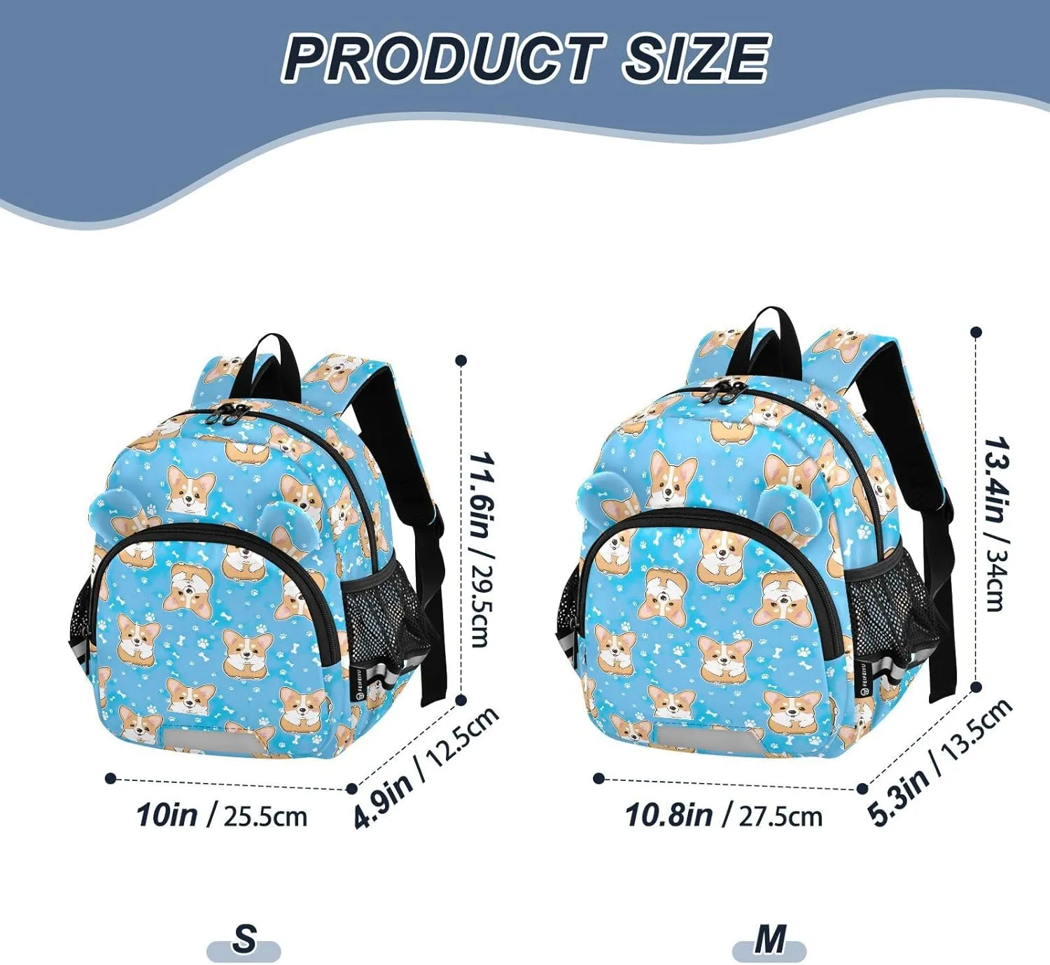 ODAWA Kids Backpack Dogs Bones Blue Leash Backpacks with Reflective Strips, School Backpack for Girls