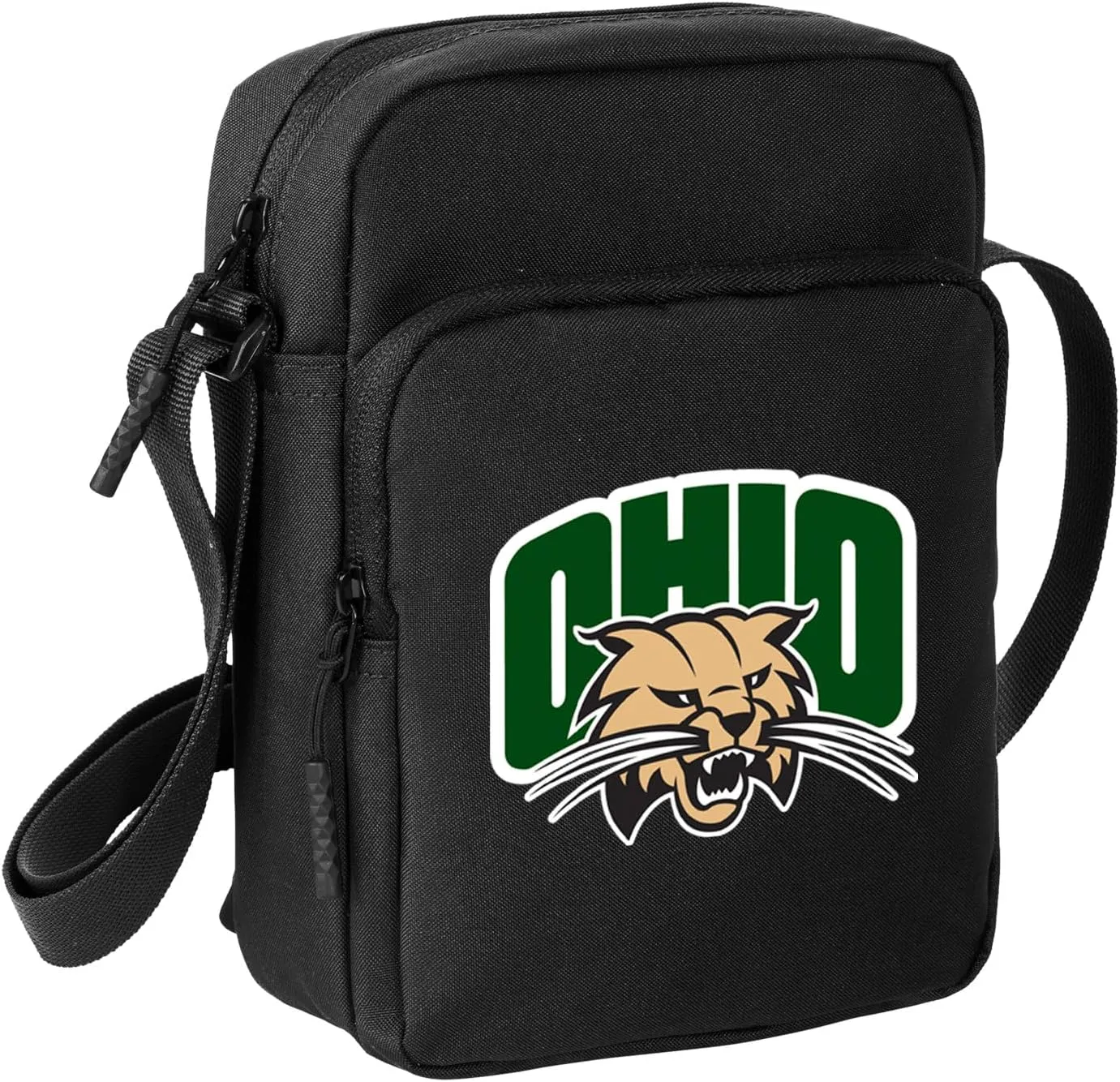 Ohio University Travel Bag Ohio Bobcats Crossbody Sling Pack for Sports Workout Running Festival Waist Pack Gray (Ohio Bobcats on Black)
