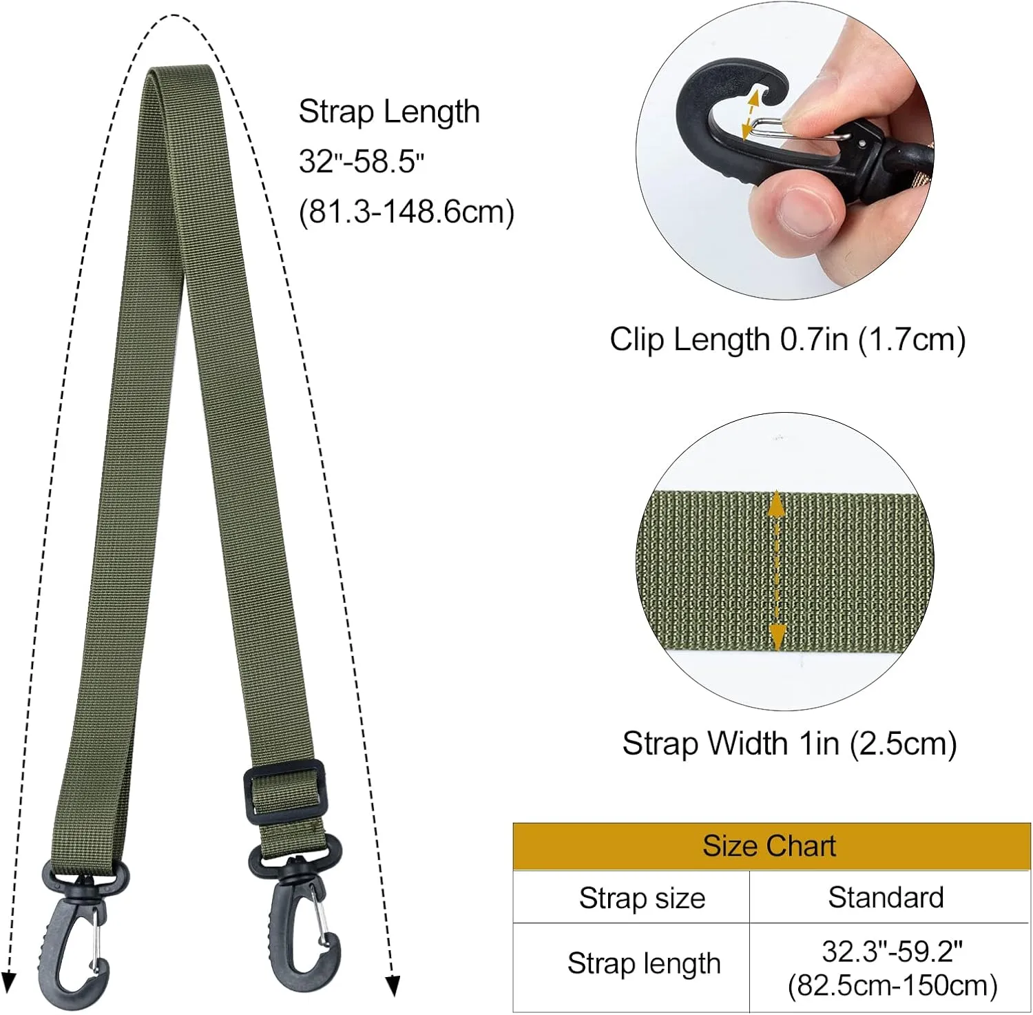 OneTigris Shoulder Straps Replacement Adjustable Strap for Briefcase Messenger Bag (2PC, Green)