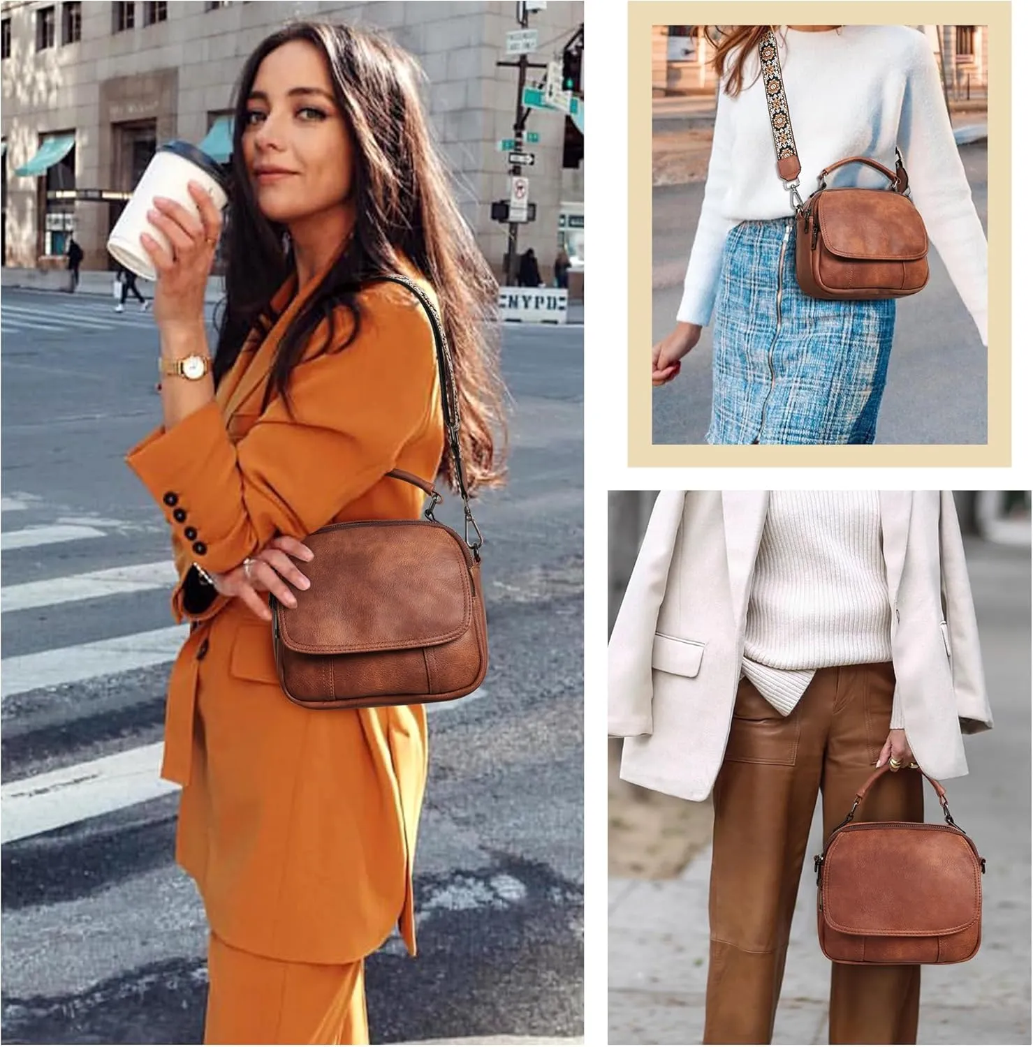 OPAGE Small Crossbody Bags for Women Trendy, Soft PU Leather Womens Crossbody Purse Shoulder Handbags