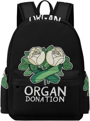 Organ Donation Cute Backpack Travel Work Bag with Water Bottle Pocket Adjustable Padded Shoulder Straps Daypack 42x30x15cm