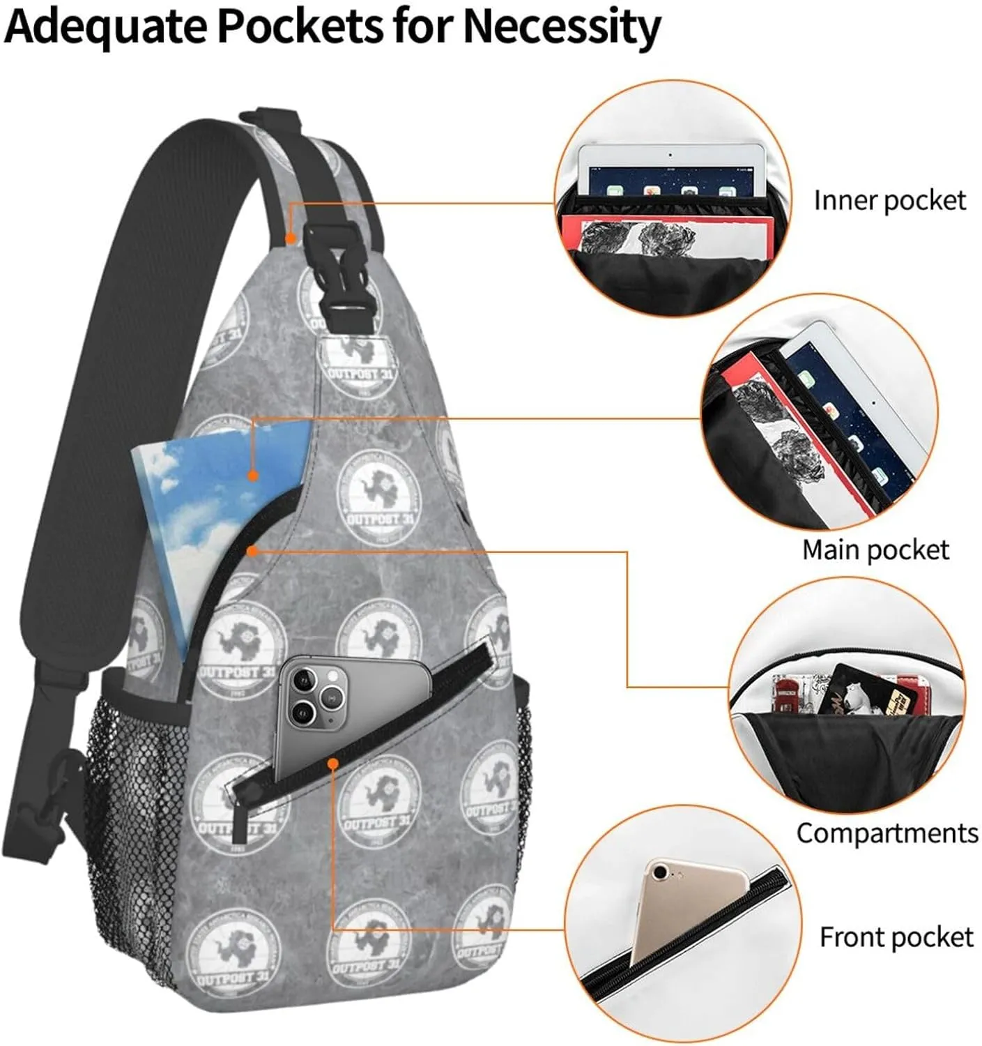 Outpost 31 Antarctica Research Sling Bag Crossbody Backpack Shoulder Casual Daypack Bag for Men Women