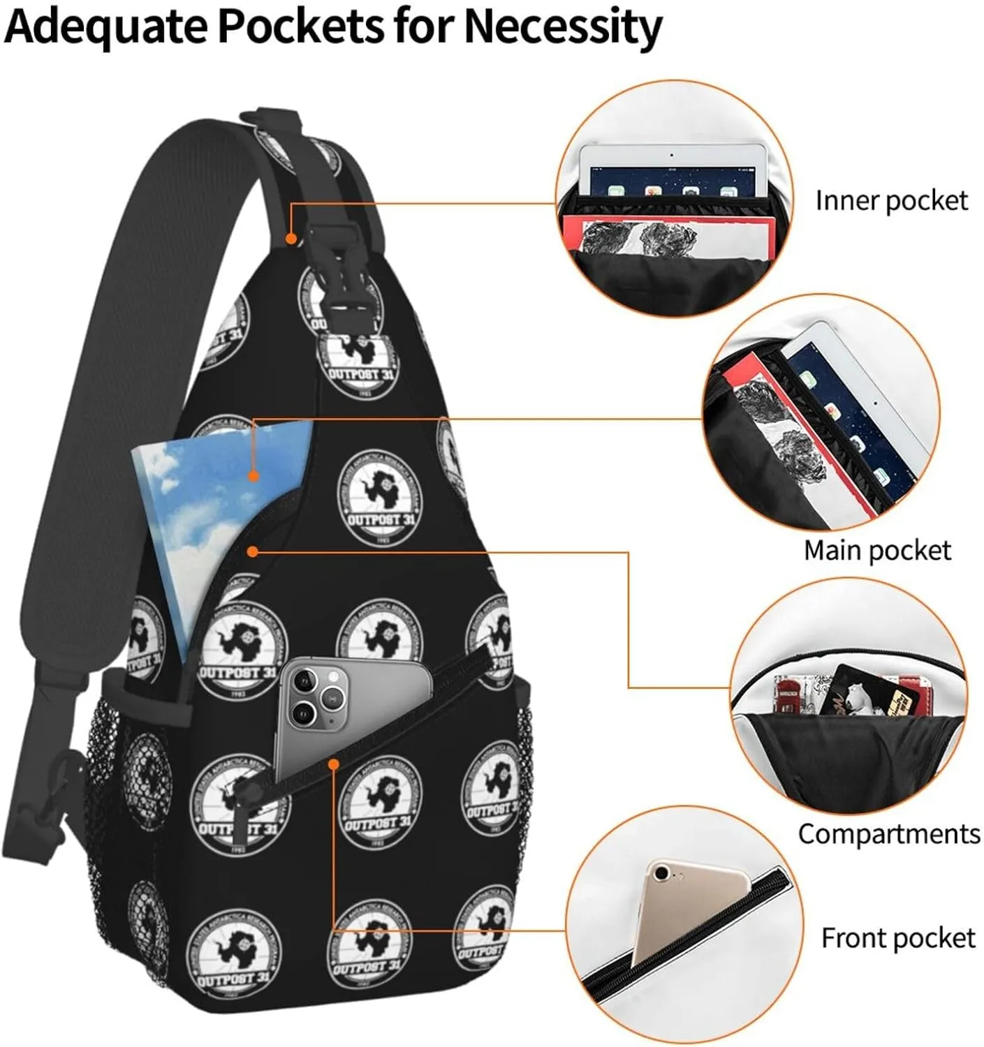 Outpost 31 Antarctica Research Sling Bag Crossbody Backpack Shoulder Casual Daypack Bag for Men Women