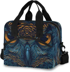 Owl Eyes Lunch Cooler Bag Crossbody or Handheld Design with 10L Capacity, Full Print Insulated Interior Great for Daily Meals & Outings