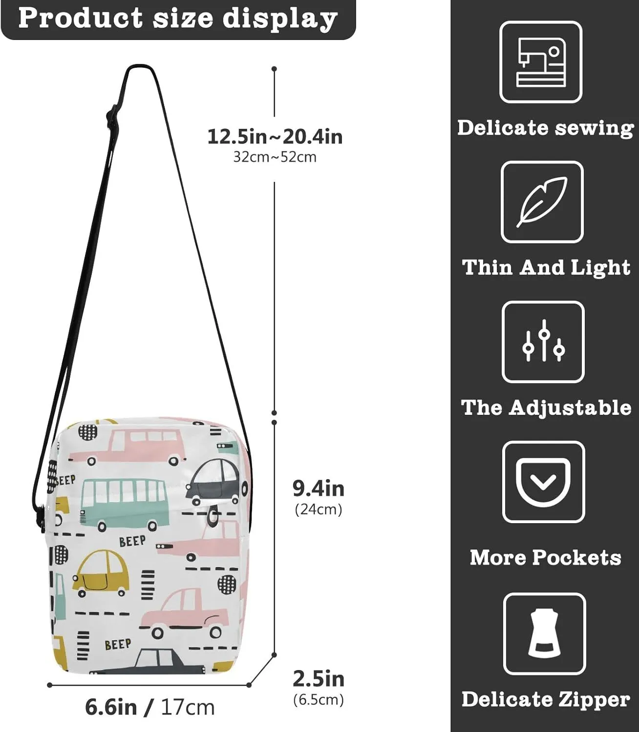 Oyihfvs Messenger Bag, Men's Crossbody Bag, Women's Crossbody Bag with Adjustable Strap