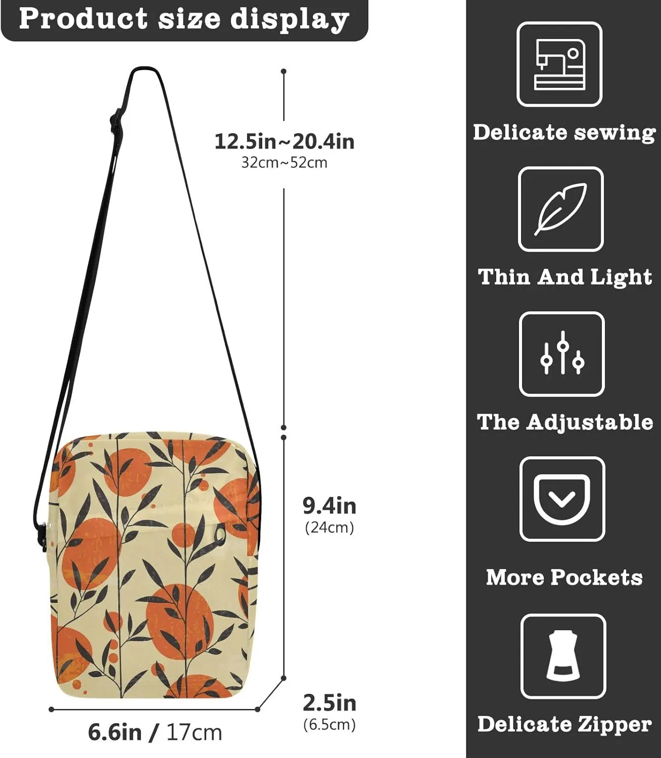 Oyihfvs Messenger Bag, Men's Crossbody Bag, Women's Crossbody Bag with Adjustable Strap