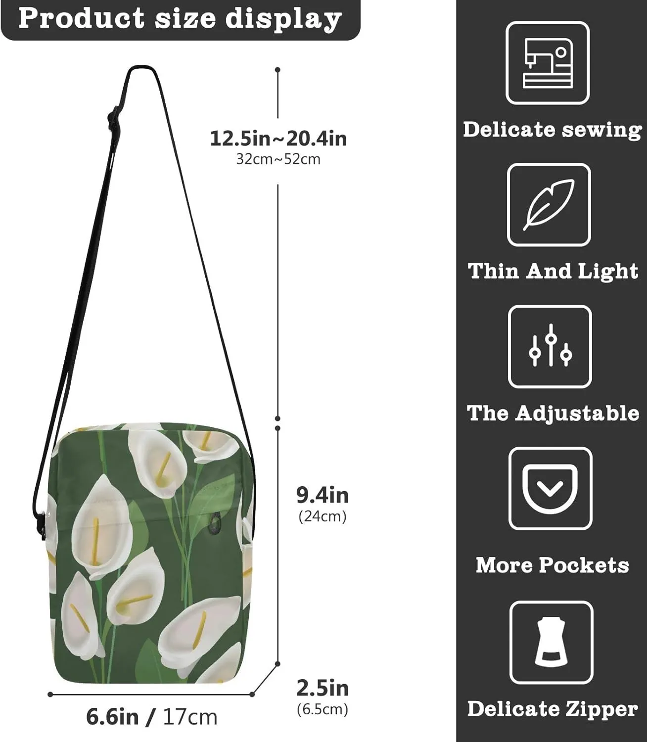 Oyihfvs Messenger Bag, Men's Crossbody Bag, Women's Crossbody Bag with Adjustable Strap
