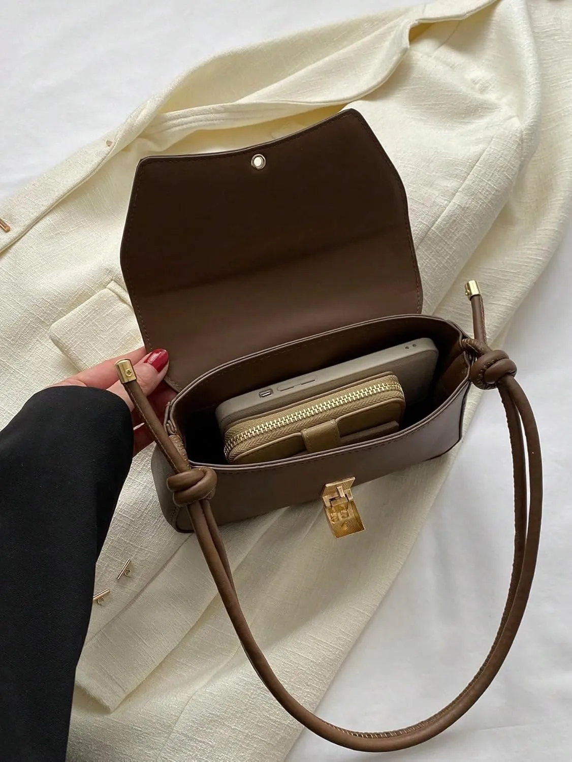 OYOANGLE Women's Flap Clutch Leather Shoulder Bag Vintage Adjustable Straps Shoulder Purse